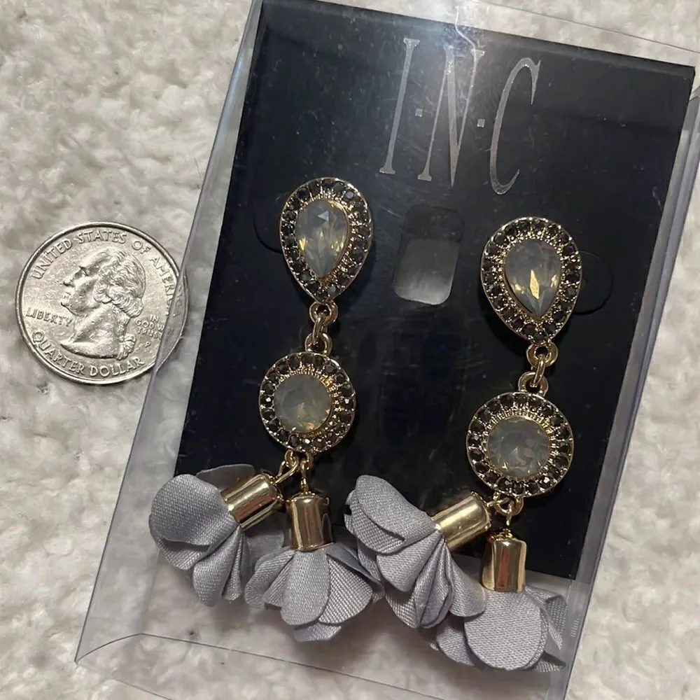 🌈 INC Gold-Tone Crystal Petal Double Drop Earrings